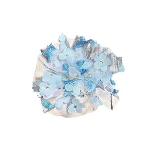 Girls Blue Floral Hair Clip Brooch Lace Flower Barrette Pin Kids Accessory